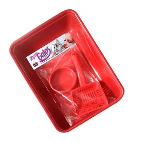 Kit-Higiene-para-gatos-com-3-Pecas-Vermelha